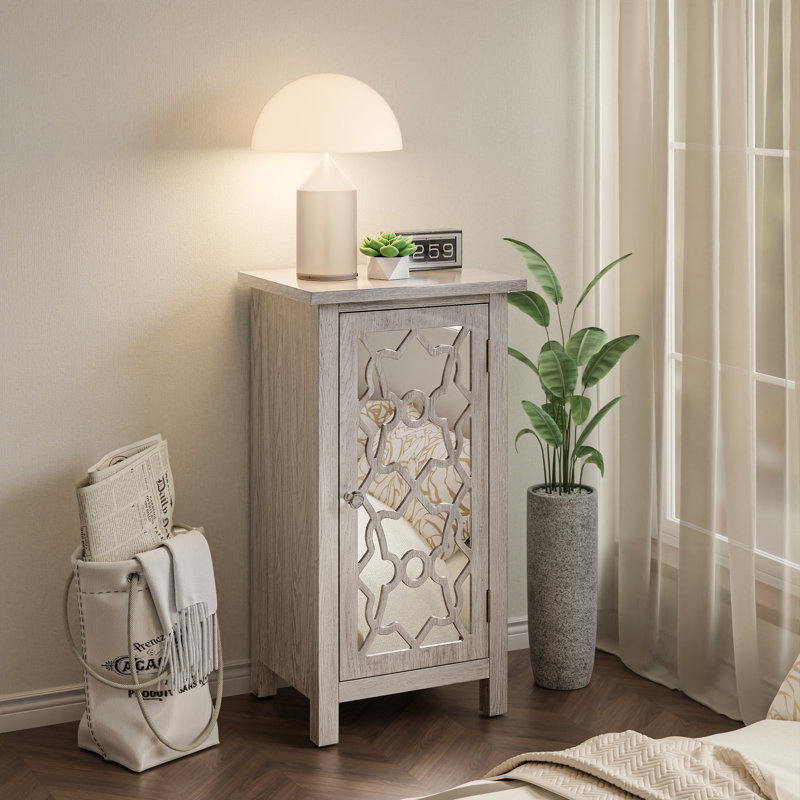 Red Barrel Studio® SXOVE Modern Farmhouse Nightstand with Mirror Front